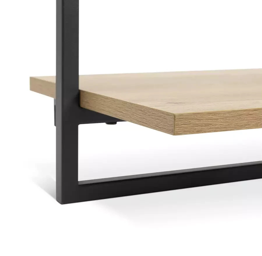 Home Loft Living Set of 2 Metal Shelves Oak | Wall Mounted Storage Shelving Furn