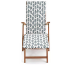 Folding Wooden Sun Lounger - Blue and White