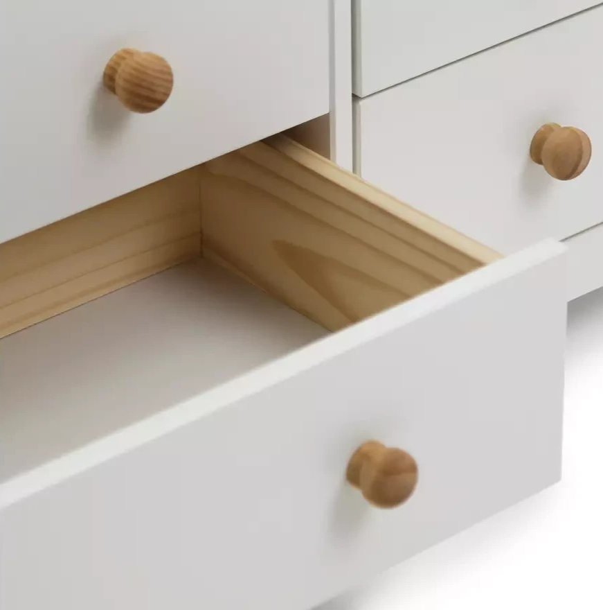 Home Scandinavia 10 Drawer Chest Pine & White | Bedroom Storage Chest of Drawers