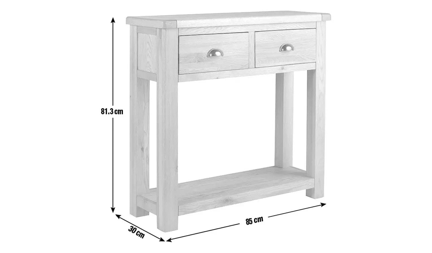 Home Kent 2 Drawer Oak Console Table - Natural | Warm Wooden Appeal