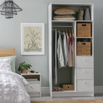 Malibu 3 Drawers Open Storage Wardrobe - White | Open wardrobe with drawers