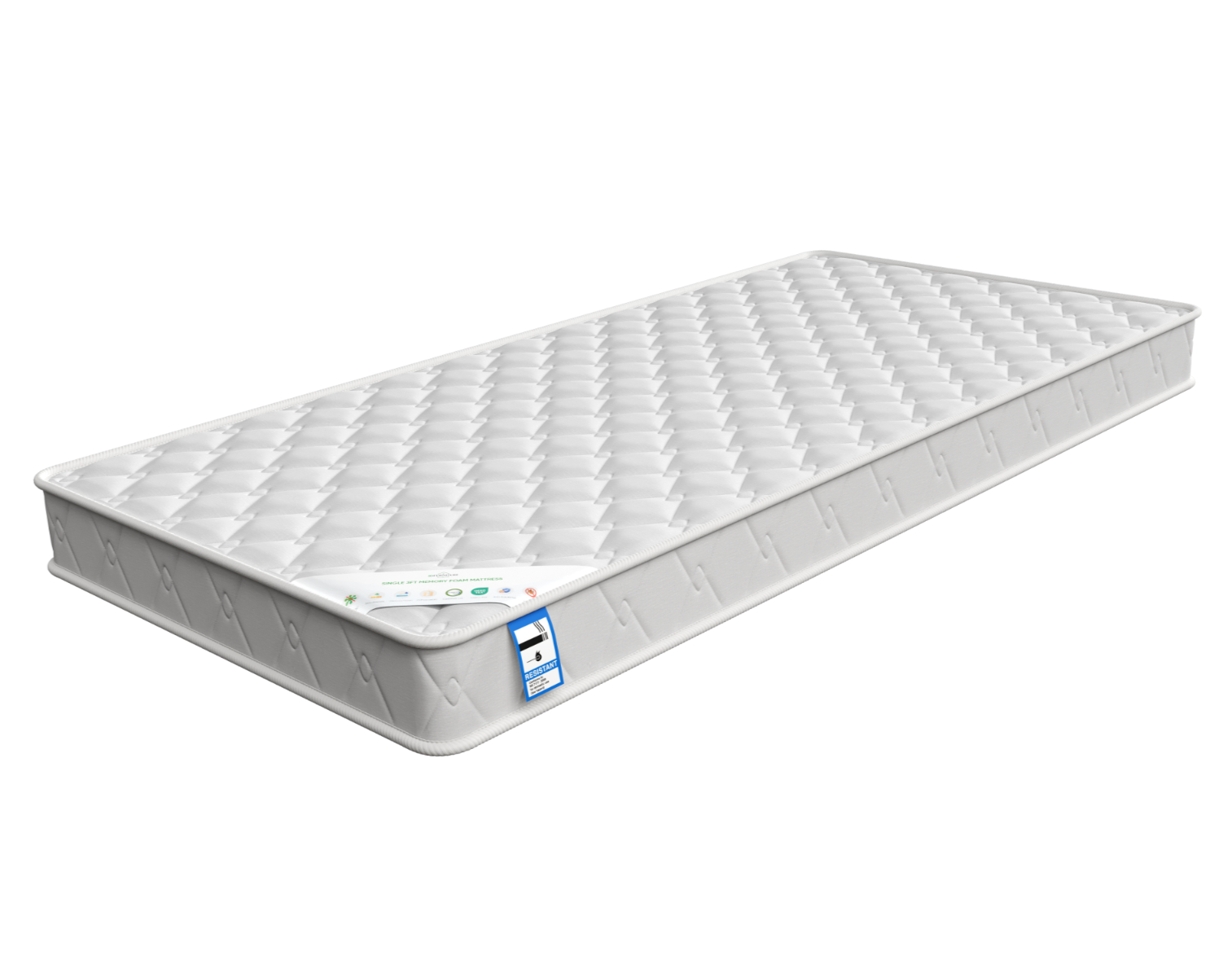Skylar Single Bed Frame - White with Memory Foam Mattress | Modern Bedroom Set