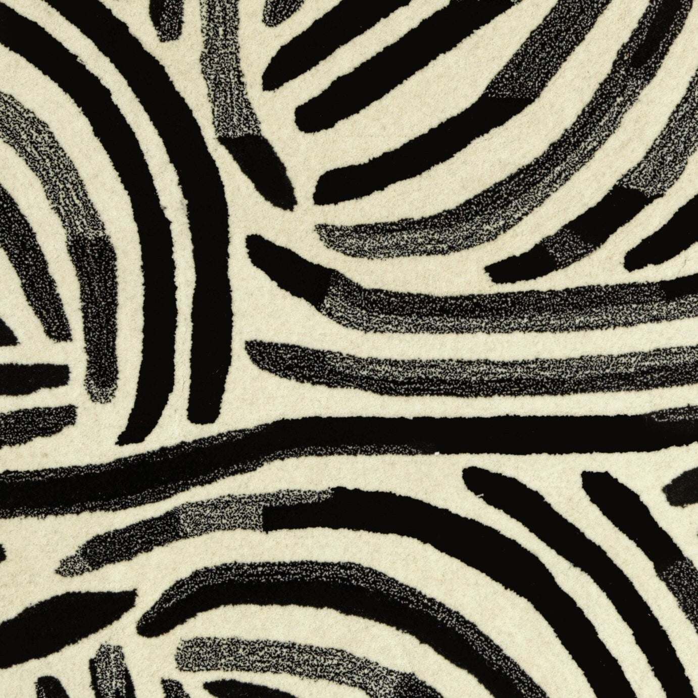 Skandi Brush Marks Black & White Cut Pile Rug