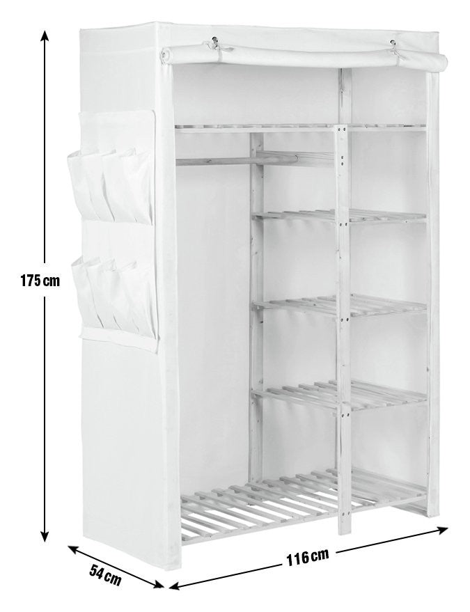 Home Covered Double Wardrobe - Cream | Fabric Covered Wardrobe