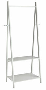 Decorative Clothes Rail with 2 Shelves - White