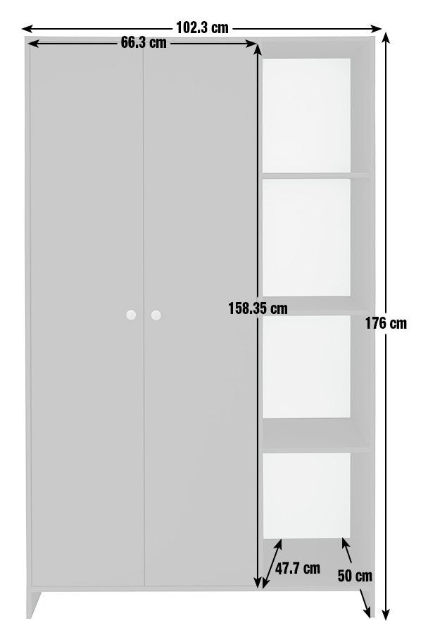 Home Seville 2 Door Open Shelf Wardrobe - Anthracite | Open shelf wardrobe
