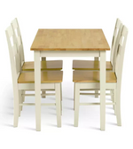 Home Chicago Cream Dining Table & 4 Cream Chairs | Modern Dining Room Set