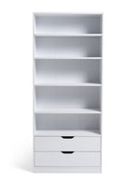 Compton 2 Drawer Bookcase - White | Space Saving Display Solution