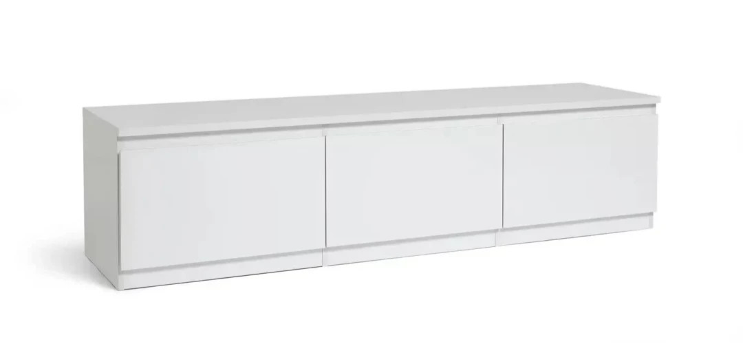 Jenson 3 Door Large TV Unit - White Gloss | Modern Living Room Unit