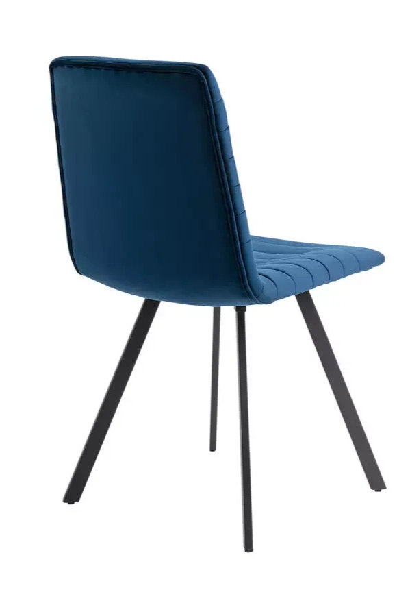 Home Keaton Pair of Velvet Dining Chairs Dark Blue | Modern Dining Chair Set
