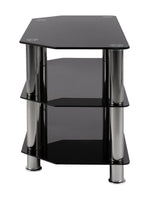 Matrix Glass Corner TV Unit - Black & Chrome | Living Room Storage Stand for TV