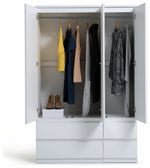 Jenson 3 Door 4 Drawer Wardrobe - Matte White | Organized Living Space (B GRADE)