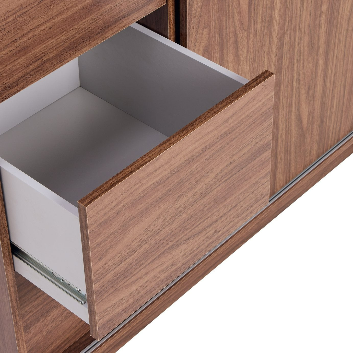 Malibu 1 Door 3 Drawer Sliding Wardrobe - Walnut | Smart Space-Saving Storage