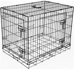 Double Door 30 Inch Pet Cage Medium | Metal Dog Crate Animal Kennel Furniture