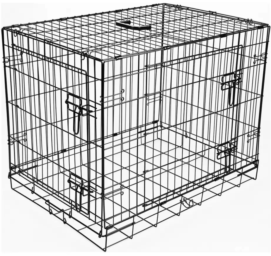 Double Door 30 Inch Pet Cage Medium | Metal Dog Crate Animal Kennel Furniture