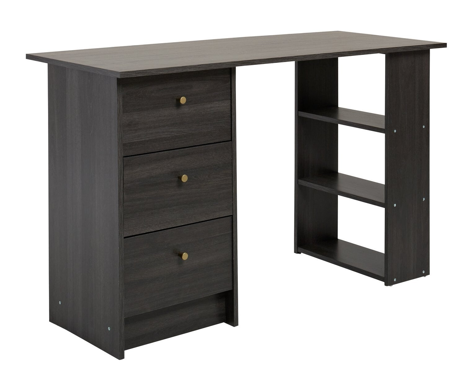 Malibu 3 Drawer Office Desk - Black & Brown ( B Grade 25683 )