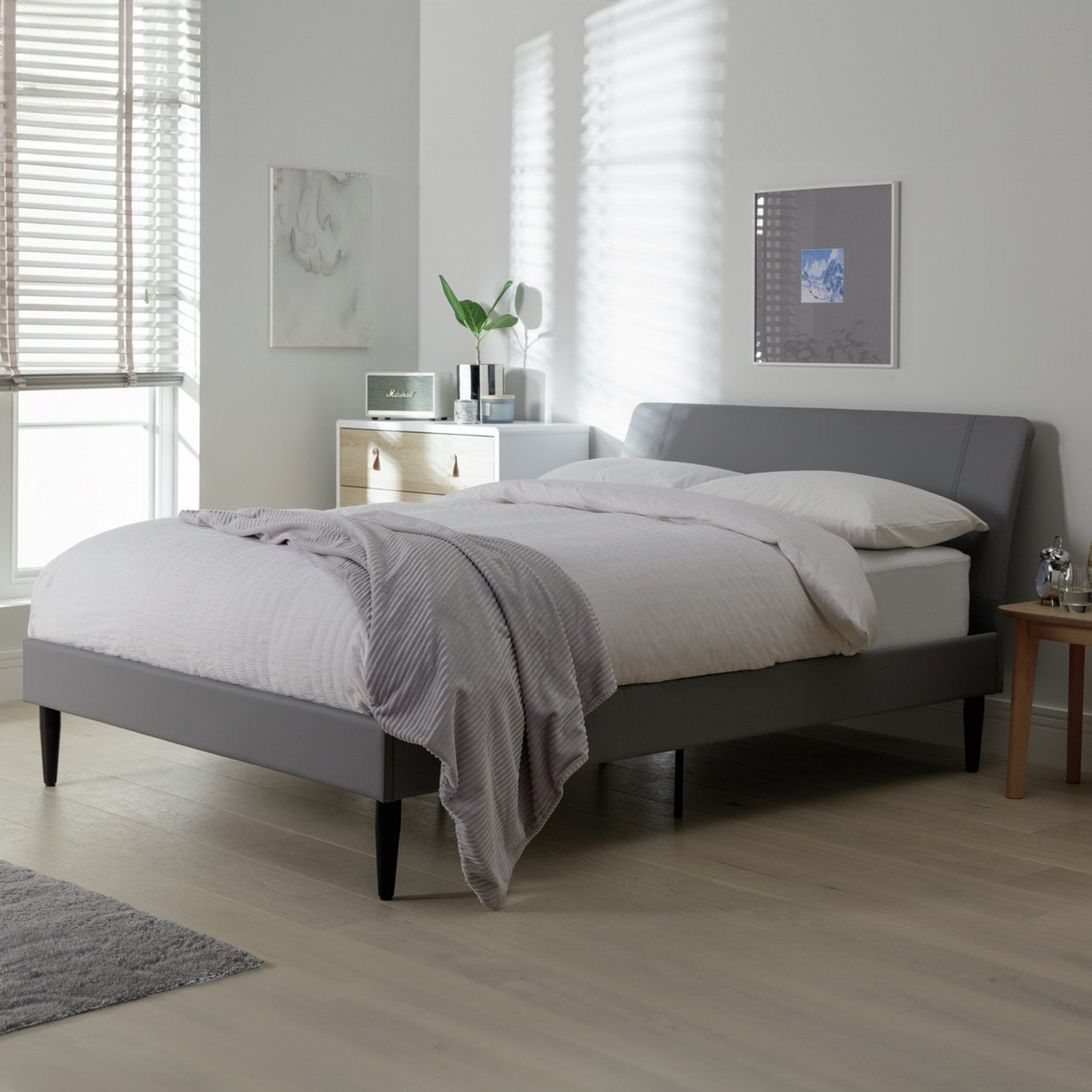 Mondial Double Bed Frame - Grey