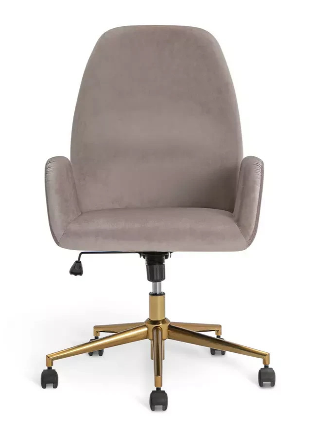 Clarice Velvet Office Chair Beige | Upholstered Desk Chair Home Office Furniture