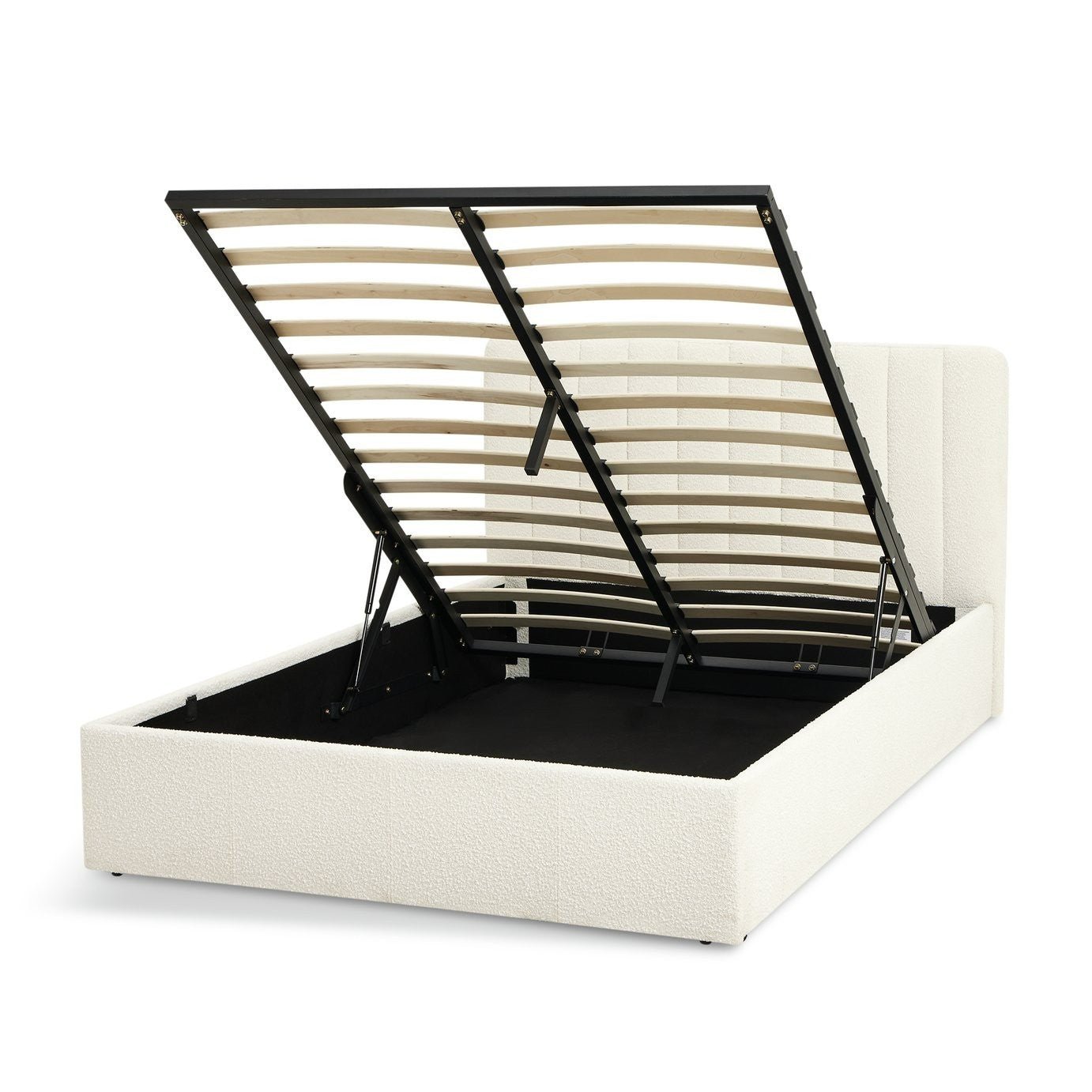 Home Pandora Double End Lift Ottoman Bed - White | Luxury Bedroom Upgrade