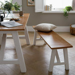 Burford Pair of Solid Wood Dining Benches - White | Space Efficient Mealtime