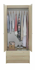 Malibu 2 Door 2 Drawer Wardrobe - Beech Effect |Bedroom Storage Unit for Clothes