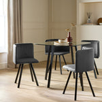 Elsie Black Dining Table & 4 Charcoal Chairs | Ultra-modern Mealtime Setting
