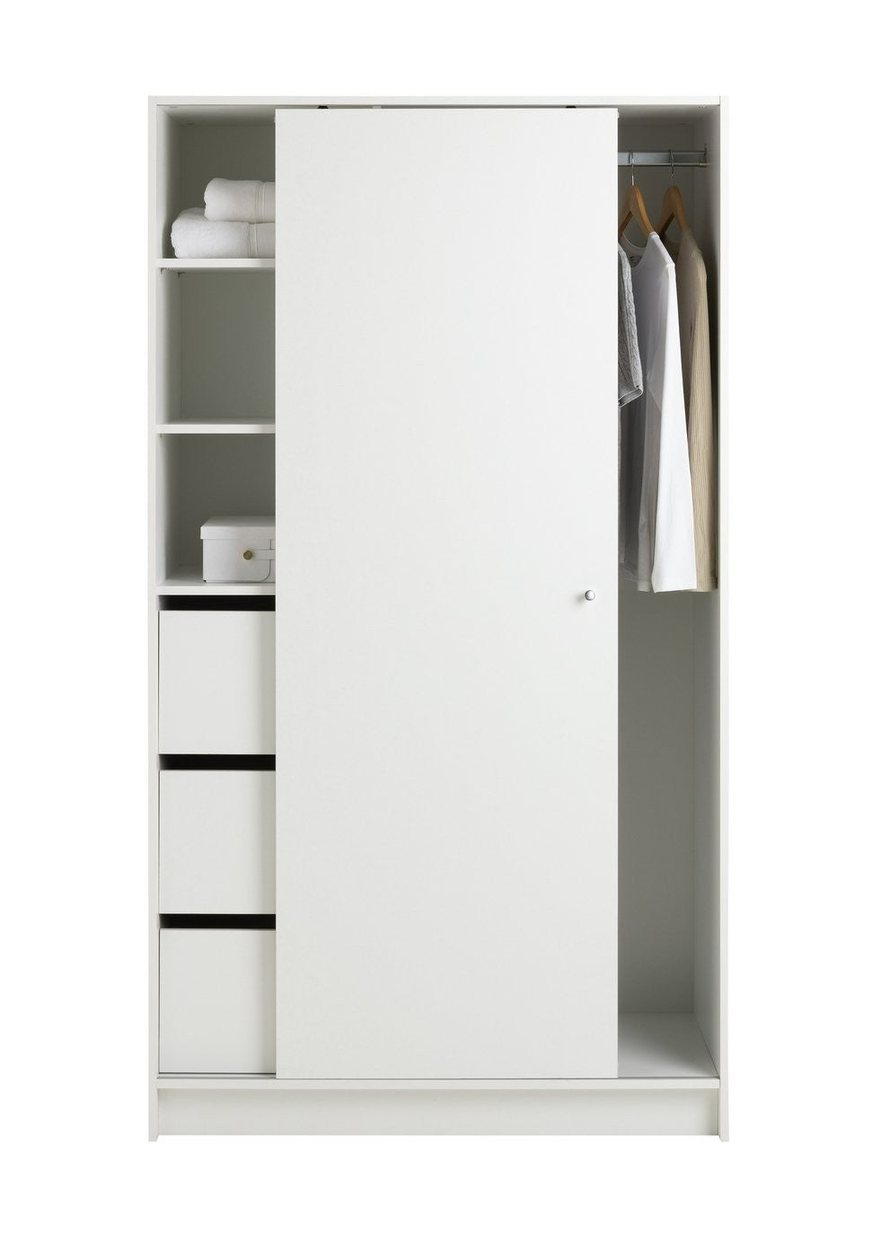Home Malibu 1 Door Sliding Wardrobe - White | small space wardrobe