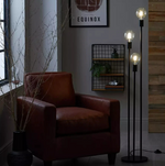 Habitat Exposed Bulb 3 Light Floor Lamp - Black | Modern Home Tall Standing Lamp