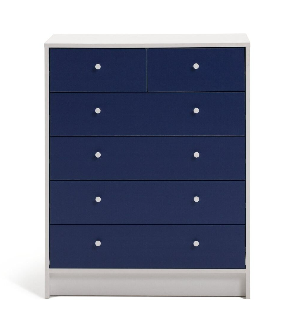 Kids Malibu 4+2 Chest of Drawers - Blue & White