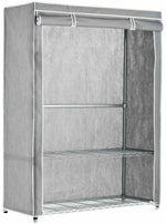 Home Double Heavy Duty Covered Rail - Grey | Clothes Garment Storage Rack Stand