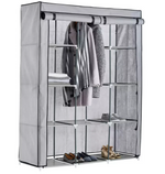 Home Double Modular Fabric Wardrobe Grey and Black | Portable Clothes Storage Ca
