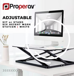 ProperAV Slim Profile Stand Up Desk Workstation - White | Adjustable Office Tabl