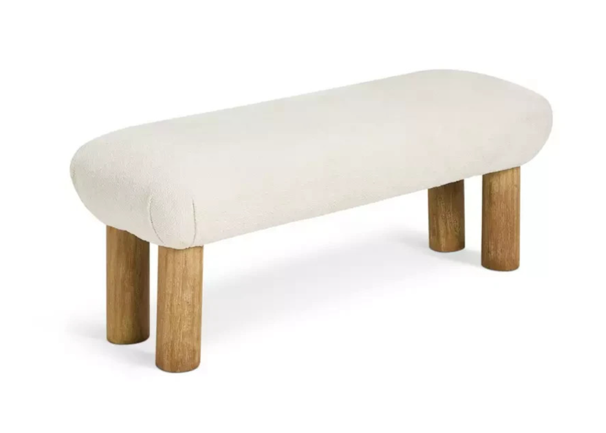 May Boucle Bench White | Upholstered Bedroom Bench Seat