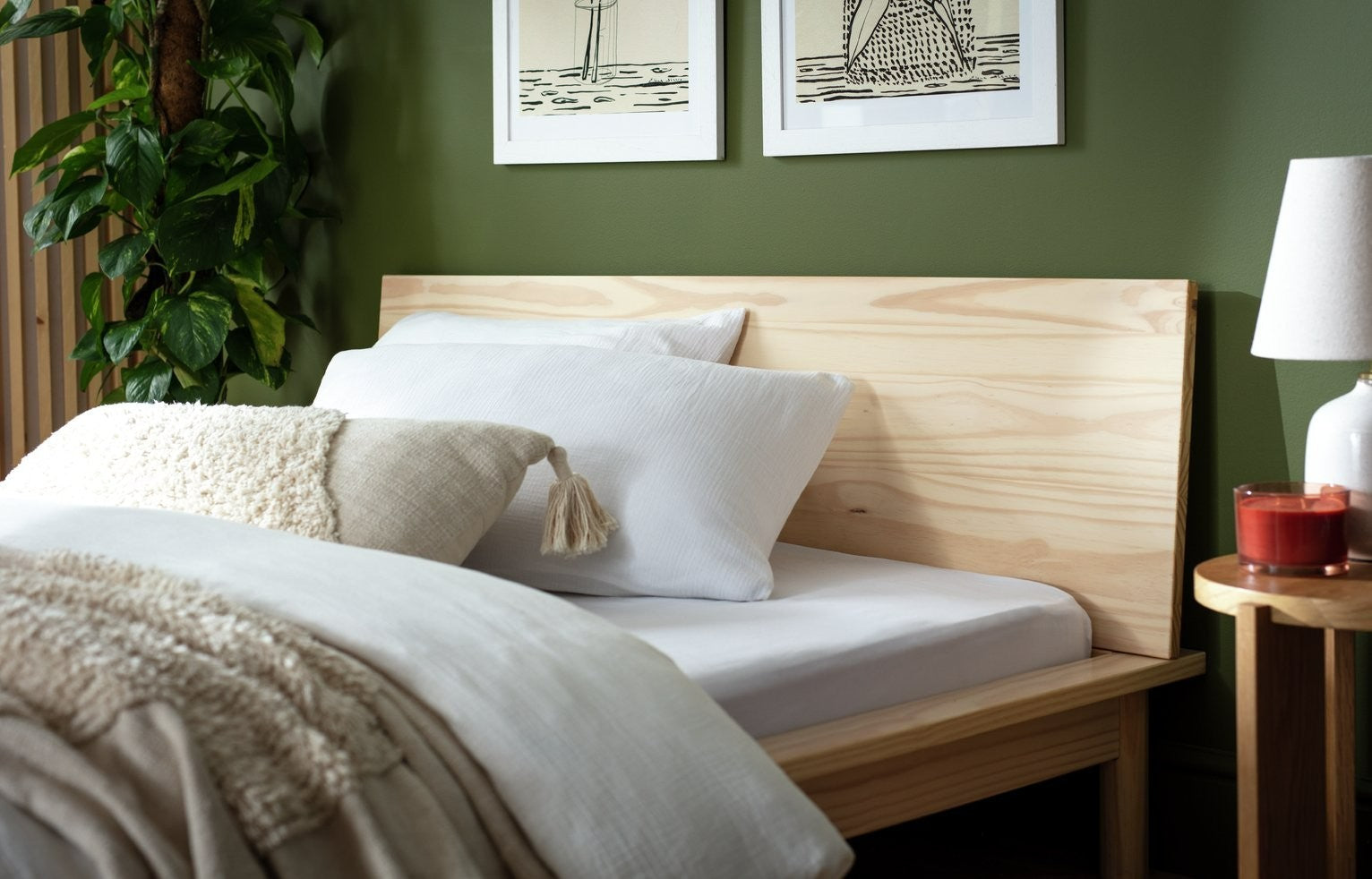 Akio Small Double Wooden Platform Bed Frame- Natural | Japanese style bed frame