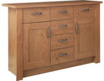 Home Ohio 2 Door 6 Drawer Sideboard - Oak Effect | Living Room Storage Unit