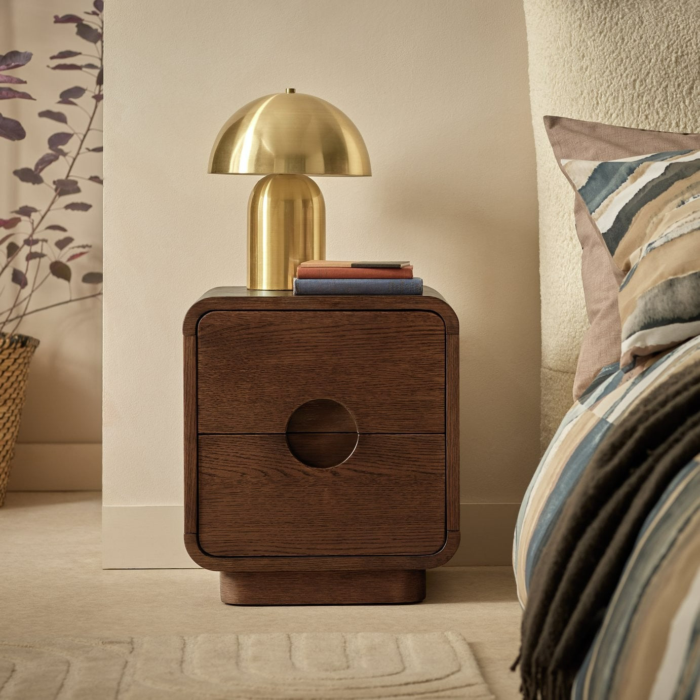 Adeje 2 Drawer Bedside Table - Walnut | Nightstand for bedroom
