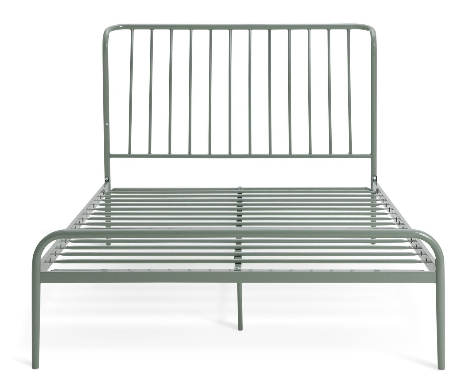 Kanso Double Metal Bed Frame - Sage Green | Sturdy Steel Frame with Slatted Base
