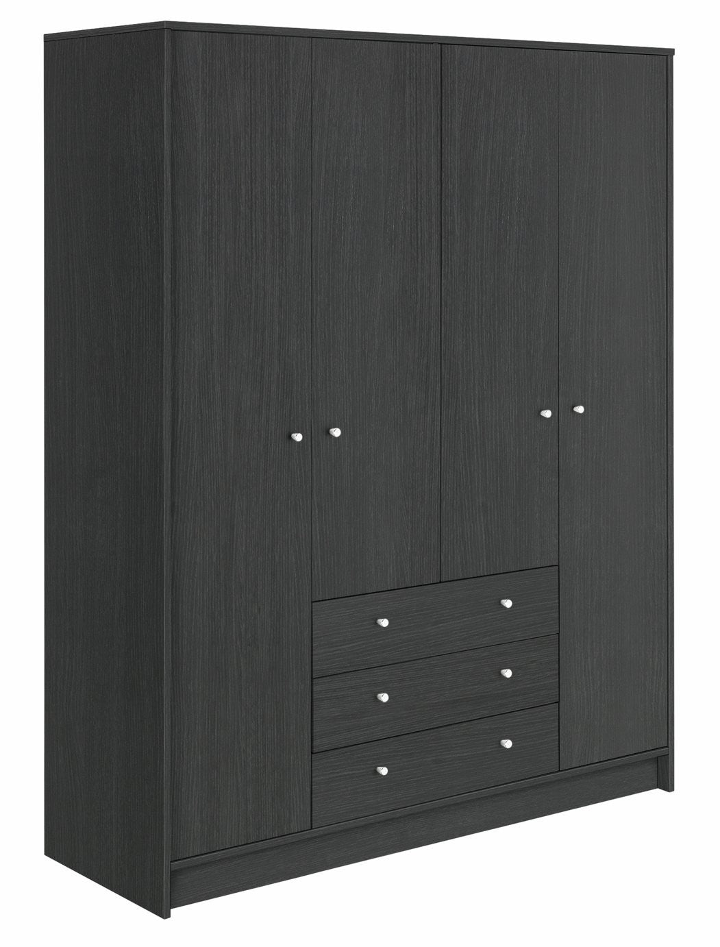Home Malibu 4 Door 3 Drawer Wardrobe - Black Oak Eff | Combination wardrobe