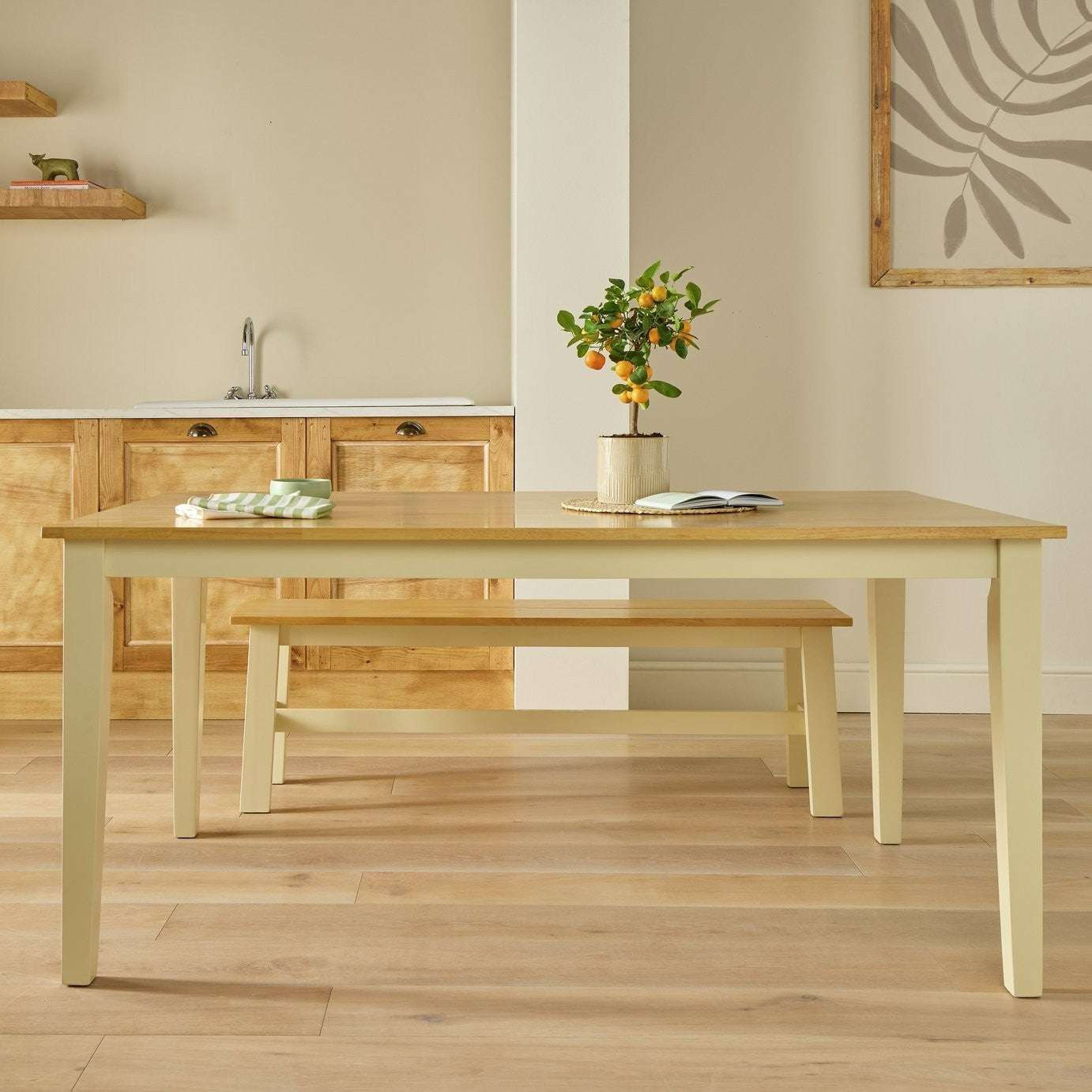 Home Chicago Wooden 6 Seater Dining Table - Cream | Neutral Home Aesthetic