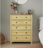 Home Scandinavia 5 Drawer Chest Pine | Bedroom Storage Solid Furniture Unit