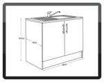 Athina 1000mm Steel Kitchen Sink Unit With Sink And Tap + Shelf - Beech