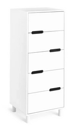 Henri 5 Drawer Tallboy White | Tall Bedroom Storage Chest of Drawers