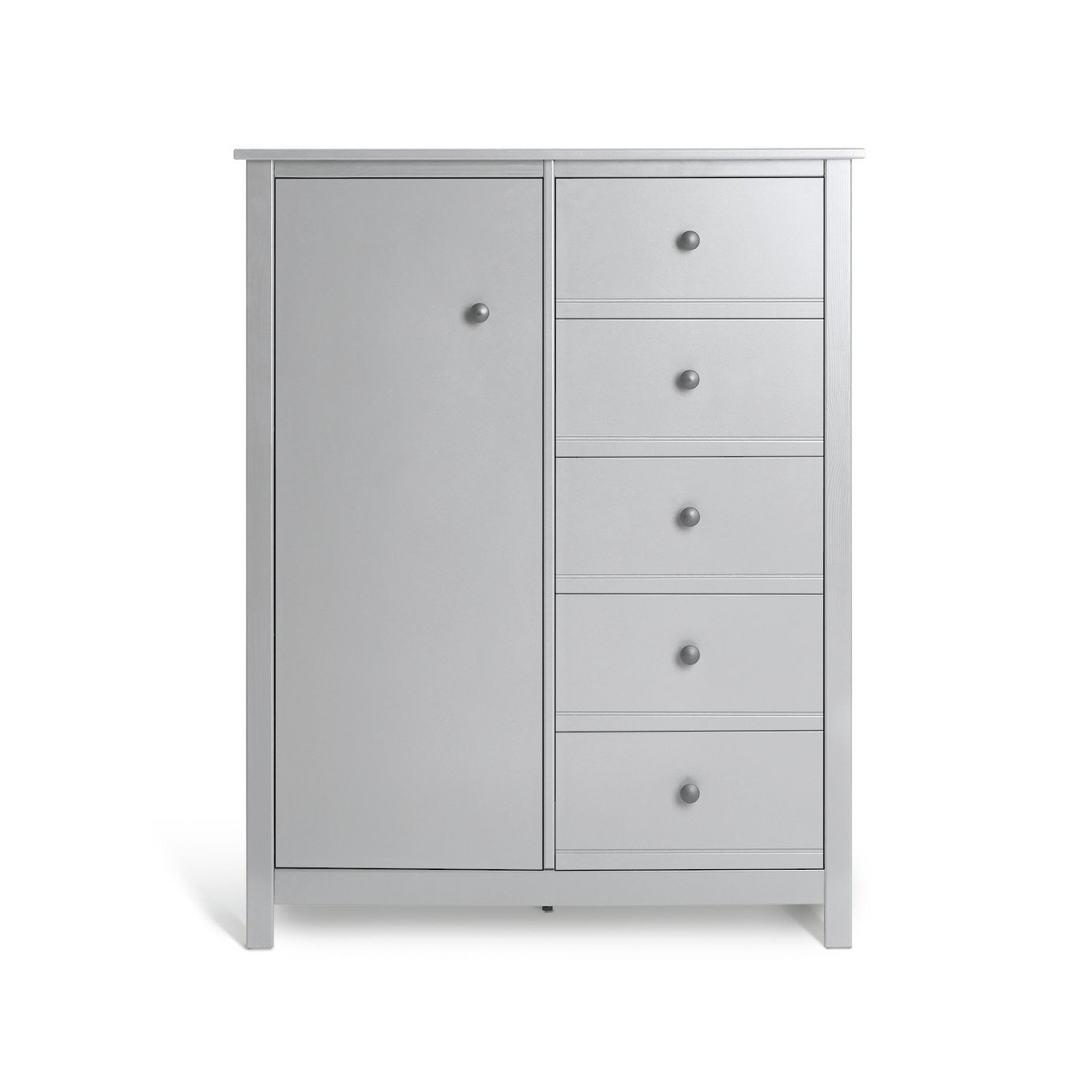 Brooklyn 1 Door 5 Drawer Short Wardrobe - White | Elegant Home Storage