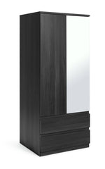 Jenson 2 Door 2 Drawer Mirror Wardrobe - Black Brown | wardrobe with mirror