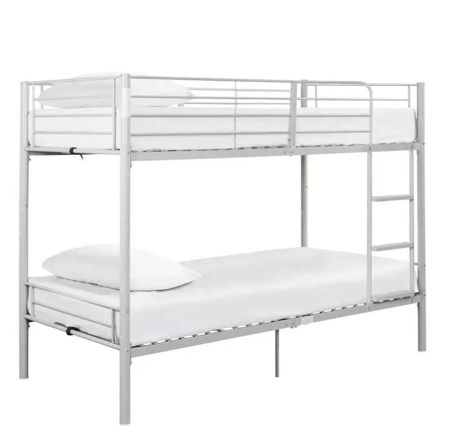 Home Mason Metal Bunk Bed Silver | Kids Bedroom Furniture Bunk Bed Frame