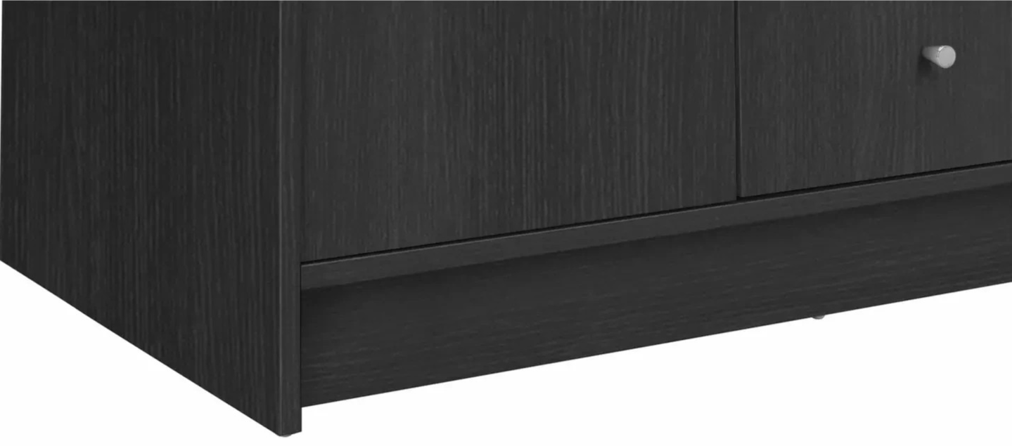 Malibu 4Dr 3 Drw Mirror Wardrobe-Black Oak Effect | Dark Wood Look