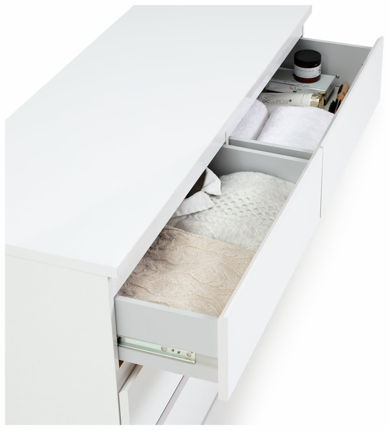 Home Jenson 6 Drawer Chest - Matte White | Minimalist design storage cabinet