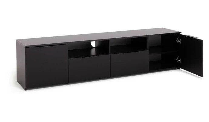 Home Hayward 2 Drawer TV Unit Black | Living Room Entertainment Stand Cabinet