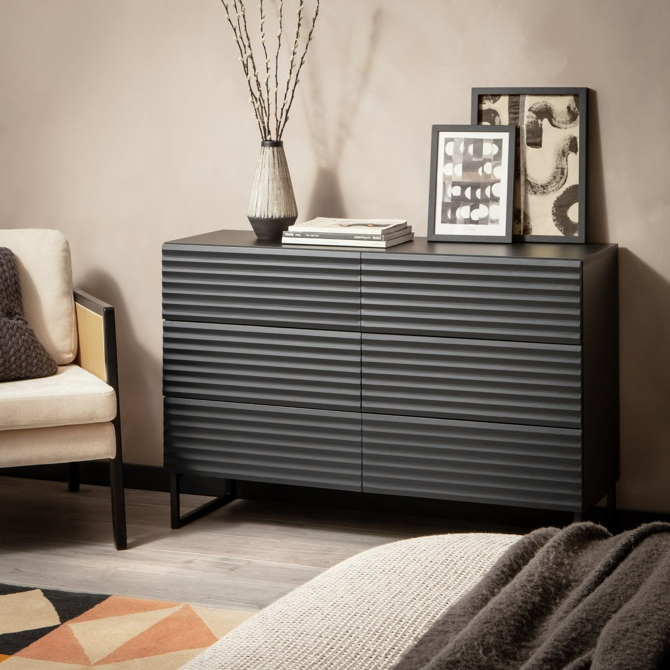 Cairo 6 Drawer Chest - Black | Stylish Modern Accent