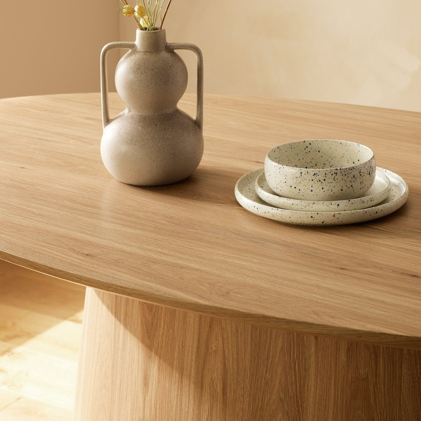 Pierce 8 Seater Dining Table - Natural | Pedestal Style Dining Table